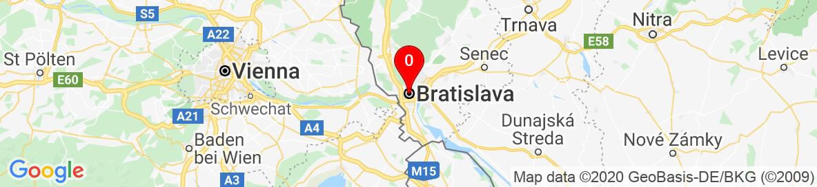 Map of Bratislava, Bratislavský kraj, Slovensko. More detailed map is available only for registered users. Please register or log in.