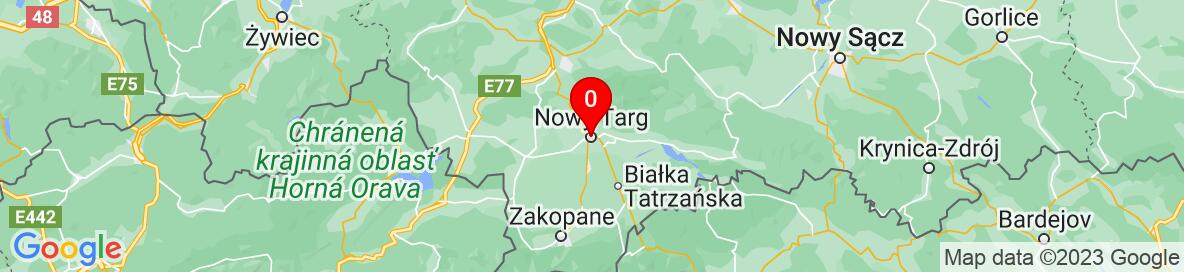 Map of Nowy Targ, Nowy Targ County, Lesser Poland Voivodeship, Poland. More detailed map is available only for registered users. Please register or log in.