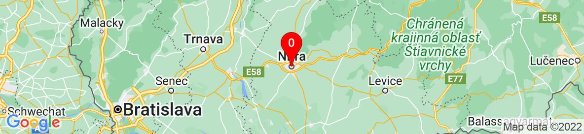 Map of Nitra, Nitriansky kraj, Slovensko. More detailed map is available only for registered users. Please register or log in.