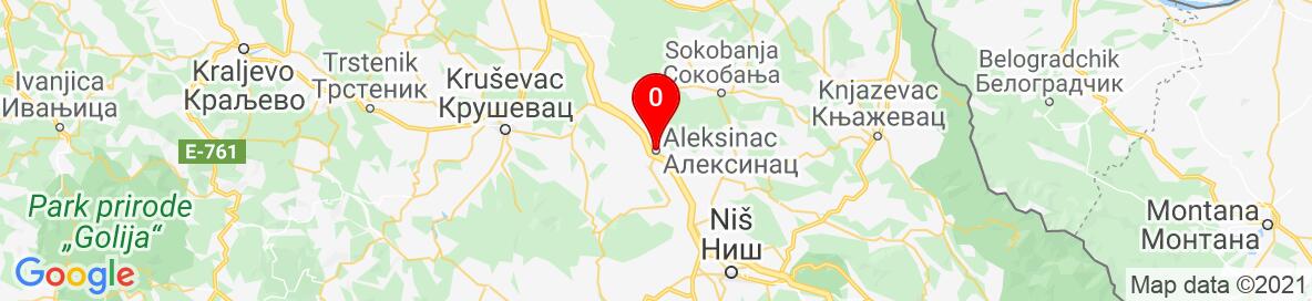 Map of Aleksinac, Nišava District, Serbia. More detailed map is available only for registered users. Please register or log in.