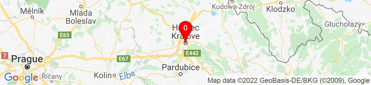 Map of Hradec Kralove, Hradec Králové District, Hradec Králové Region, Czechia. More detailed map is available only for registered users. Please register or log in.