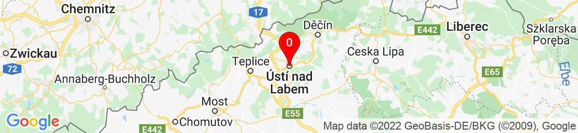 Map of Ústí nad Labem, Ústí nad Labem District, Ústí nad Labem Region, Czechia. More detailed map is available only for registered users. Please register or log in.