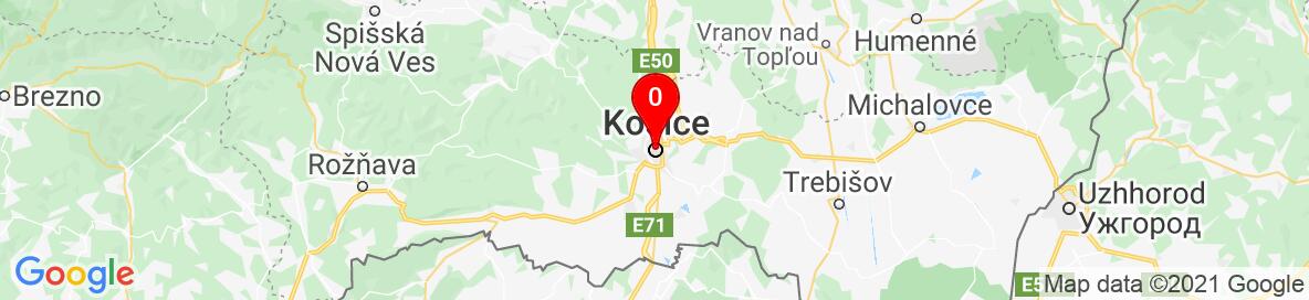 Map of Košice, Košice Region, Slovakia. More detailed map is available only for registered users. Please register or log in.