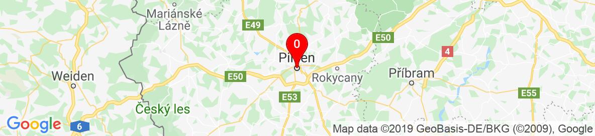 Map of Pilsen, Okres Plzeň-město, Plzeňský kraj, Tschechien. More detailed map is available only for registered users. Please register or log in.