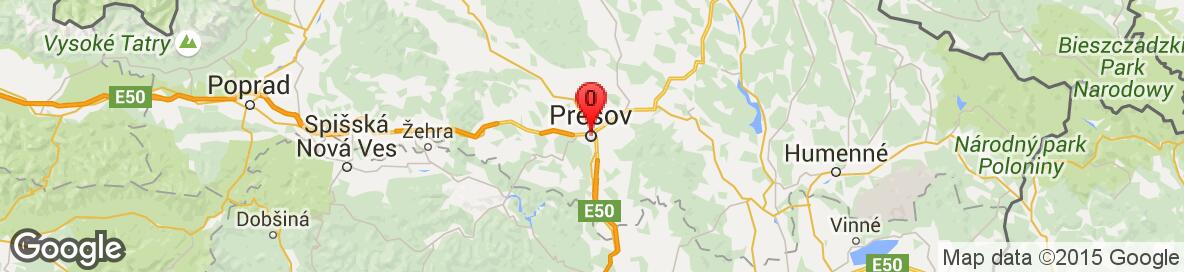 Map of Prešov, Prešov District, Prešov Region, Slovakia. More detailed map is available only for registered users. Please register or log in.