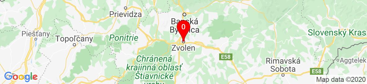 Map of Zvolen, Banskobystrický kraj, Slovensko. More detailed map is available only for registered users. Please register or log in.