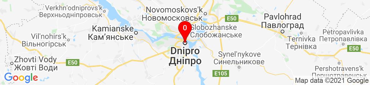 Map of Dnipro, Dnipropetrovsk Oblast, Ukraine. More detailed map is available only for registered users. Please register or log in.