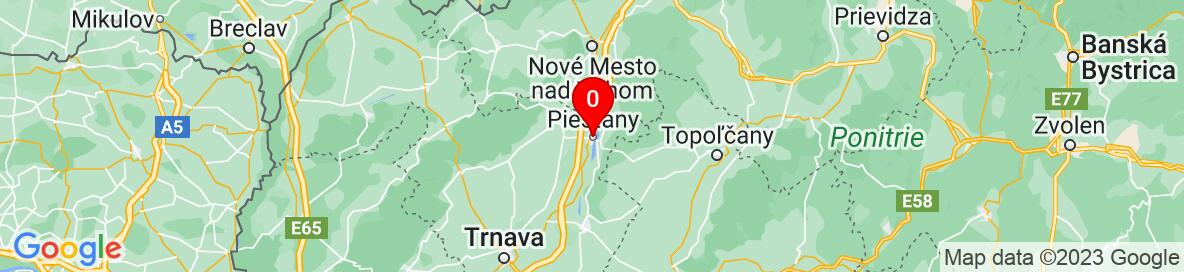 Map of Piešťany, Trnavský kraj, Slovensko. More detailed map is available only for registered users. Please register or log in.