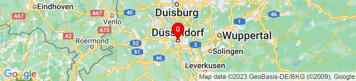 Map of Düsseldorf, North Rhine-Westphalia, Germany. More detailed map is available only for registered users. Please register or log in.