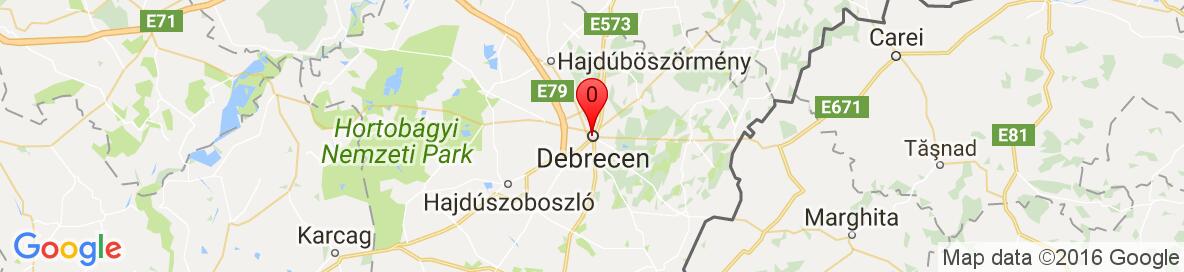 Map of Debrecen, Debreceni, Hajdú-Bihar, Hungary. More detailed map is available only for registered users. Please register or log in.
