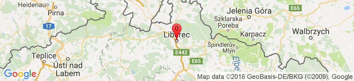 Map of Liberec, Liberec District, Liberec Region, Czech Republic. More detailed map is available only for registered users. Please register or log in.