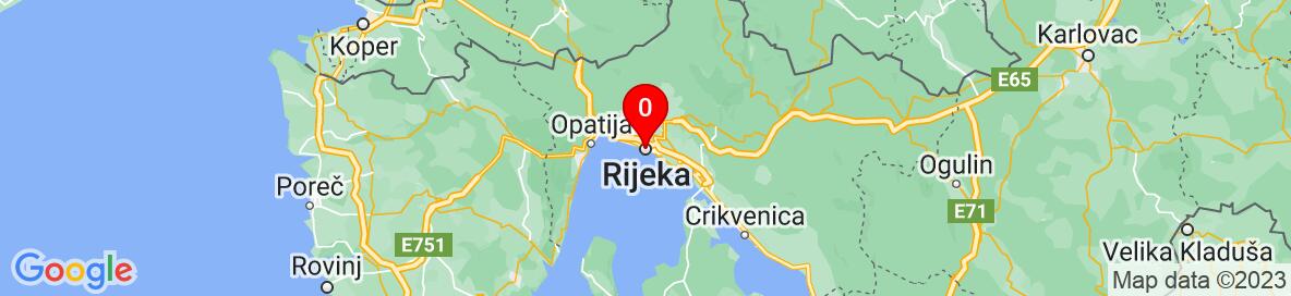 Map of Rijeka, Općina Rijeka, Primorje-Gorski Kotar County, Croatia. More detailed map is available only for registered users. Please register or log in.