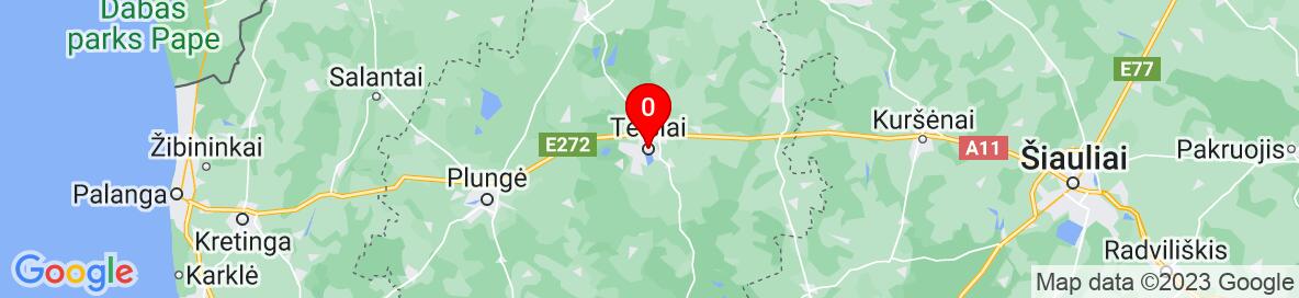 Map of Telšiai, Telšiai District Municipality, Telšiai County, Lithuania. More detailed map is available only for registered users. Please register or log in.