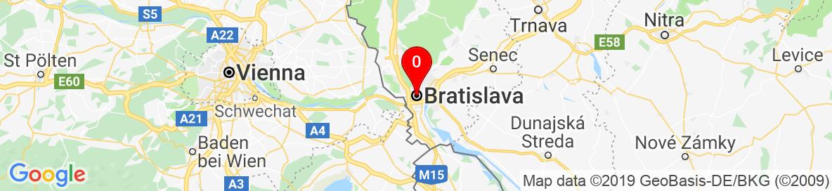 Map of Bratislava, Bratislavský kraj, Slovensko. More detailed map is available only for registered users. Please register or log in.